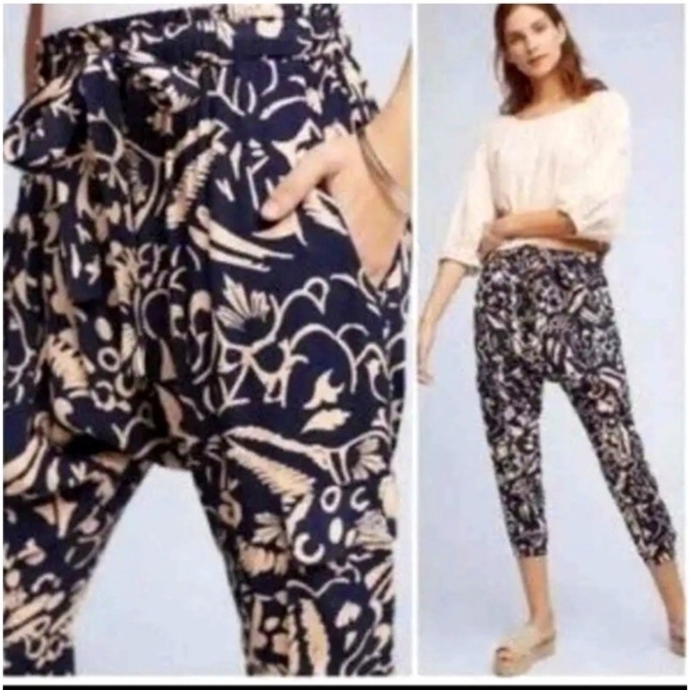 HEI HEI Black Abstract Print‎ Harem Pants XL Yoga
